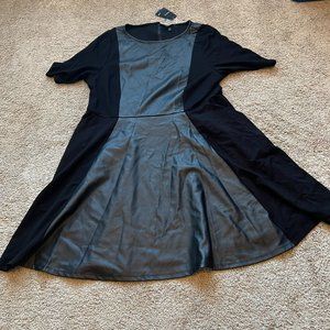 NWT Torrid Faux Leather Black Fit-and-Flare Dress